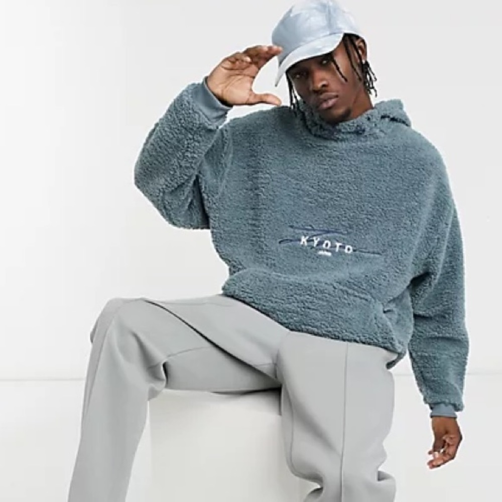 NEW ASOS Teddy In Silver Blue - “Kyoto”